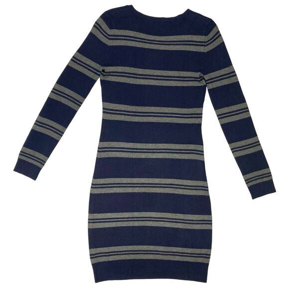 Premise Sweater Dress Women S Navy Blue Striped Stretchy Knit Bodycon Winterwear - Picture 5 of 16